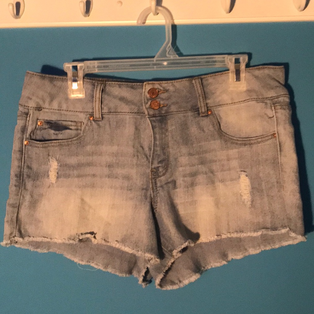 Light Wash Distressed Jean Shorts